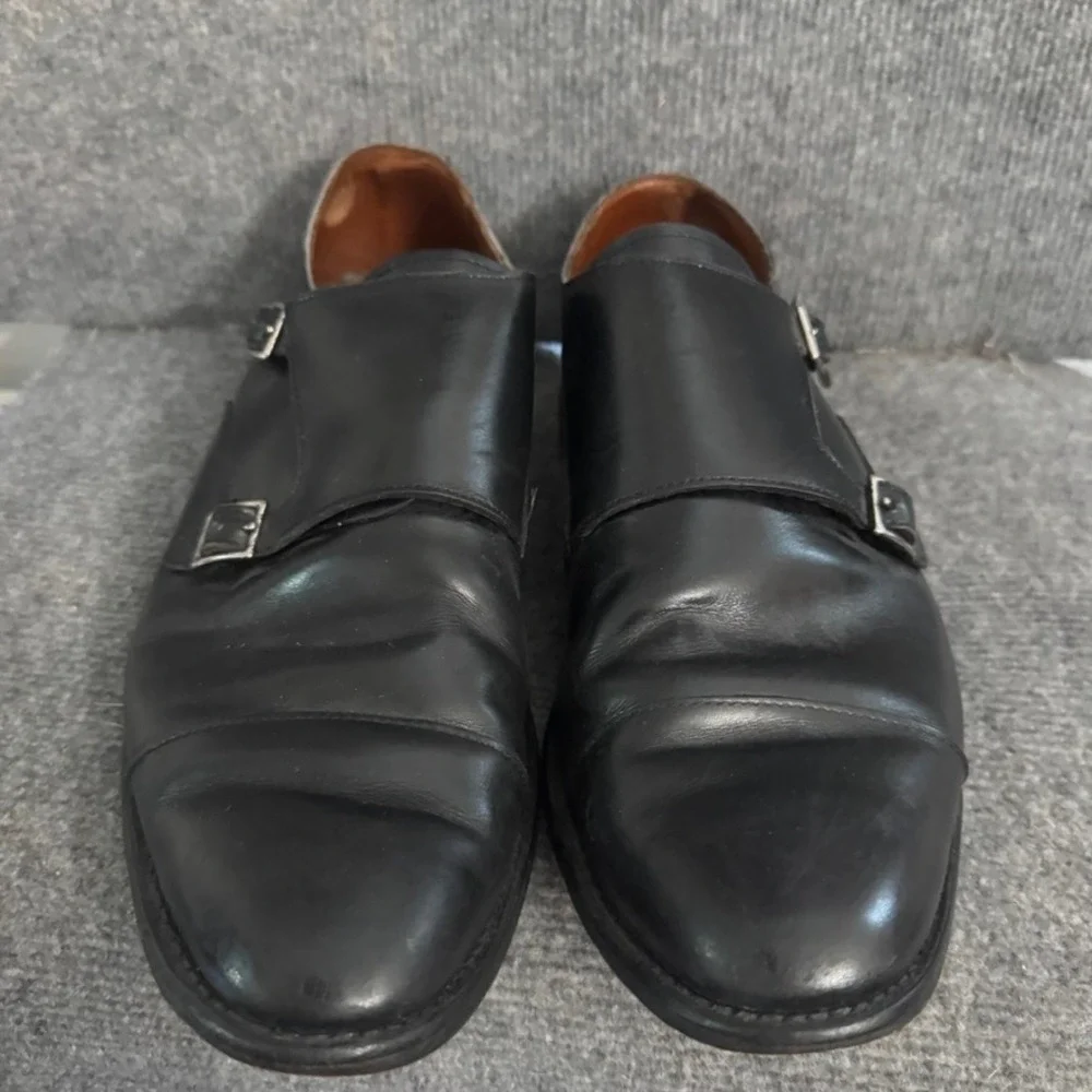 Allen Edmonds St Johns Mens Double Monk Strap Shoes Black Leather Cap Toe 14